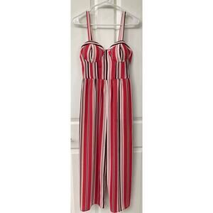 Band of gypsies jumpsuit crop bustier stripe red wide leg New Small adjustable